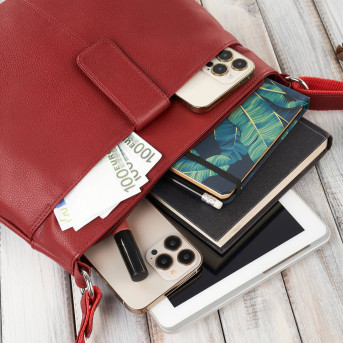 Torebka damska listonoszka skórzana na ramię czerwona Paolo Peruzzi