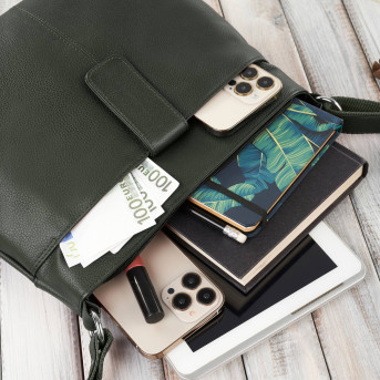 Torebka damska listonoszka skórzana na ramię ciemnozielona Paolo Peruzzi