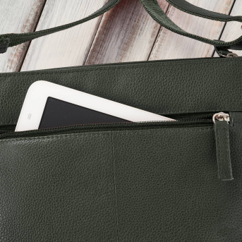 Torebka damska listonoszka skórzana na ramię ciemnozielona Paolo Peruzzi