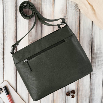 Torebka damska listonoszka skórzana na ramię ciemnozielona Paolo Peruzzi