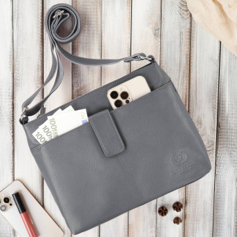 Torebka damska listonoszka skórzana na ramię szara Paolo Peruzzi