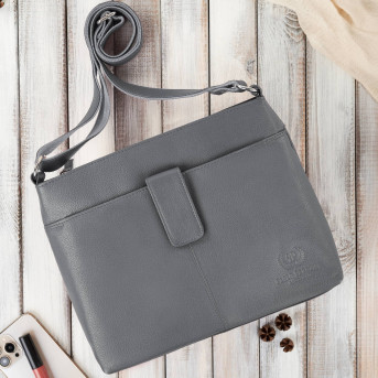 Torebka damska listonoszka skórzana na ramię szara Paolo Peruzzi