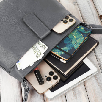 Torebka damska listonoszka skórzana na ramię szara Paolo Peruzzi