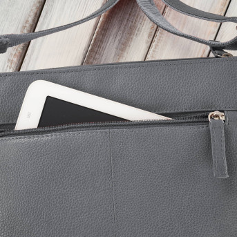 Torebka damska listonoszka skórzana na ramię szara Paolo Peruzzi