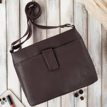 Torebka damska listonoszka skórzana na ramię brązowa Paolo Peruzzi