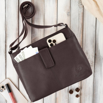 Torebka damska listonoszka skórzana na ramię brązowa Paolo Peruzzi