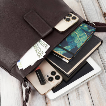 Torebka damska listonoszka skórzana na ramię brązowa Paolo Peruzzi