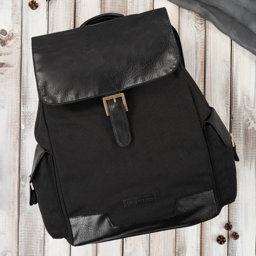 Plecak męski czarny do szkoły A4 na laptopa plecak podróżny wegański Paolo Peruzzi