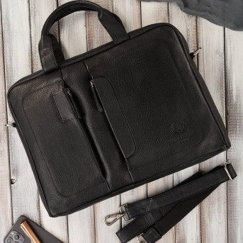 Torba męska skórzana na ramię na laptopa do pracy czarna Paolo Peruzzi