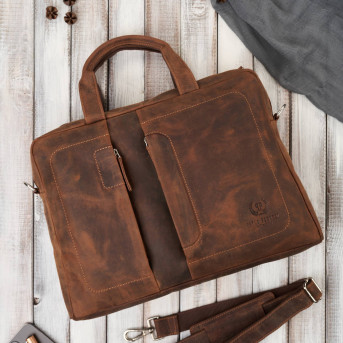 Torba męska skórzana na ramię na laptopa do pracy vintage Paolo Peruzzi