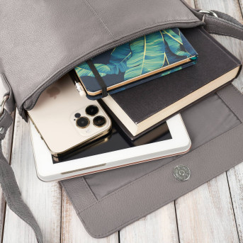 Torebka damska skórzana na ramię szara listonoszka Paolo Peruzzi E-28-GR