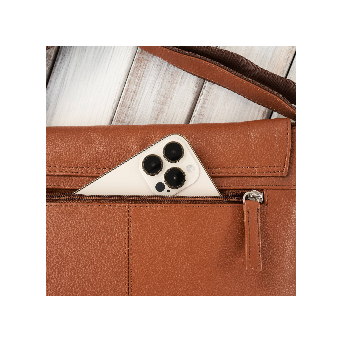 Listonoszka skórzana koniakowa torebka damska na ramię Paolo Peruzzi E-28-CG