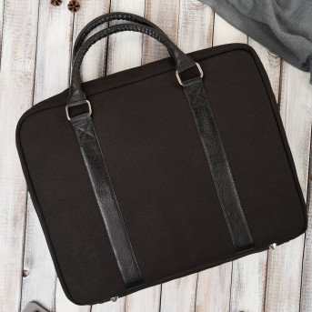 Torba męska na ramię lub do ręki wegańska do pracy na laptopa czarna