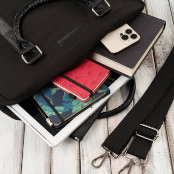 Torba męska na ramię lub do ręki wegańska do pracy na laptopa czarna