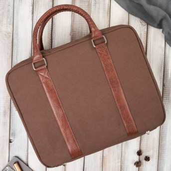 Torba męska na ramię lub do ręki wegańska do pracy na laptopa brązowa