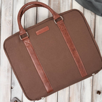 Torba męska na ramię lub do ręki wegańska do pracy na laptopa brązowa