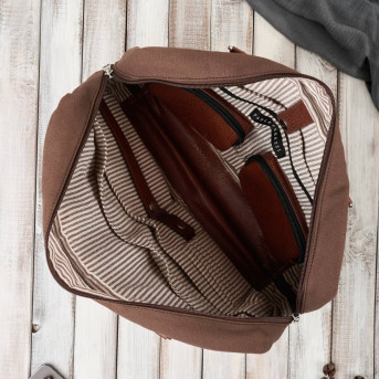 Torba męska na ramię lub do ręki wegańska do pracy na laptopa brązowa
