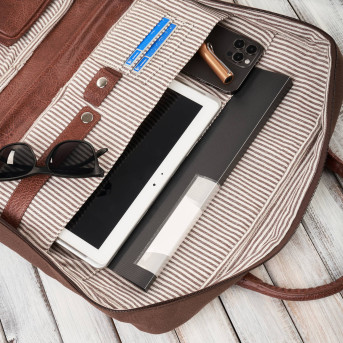 Torba męska na ramię lub do ręki wegańska do pracy na laptopa brązowa