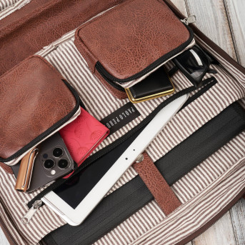 Torba męska na ramię lub do ręki wegańska do pracy na laptopa brązowa