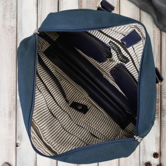 Torba męska na ramię lub do ręki wegańska do pracy na laptopa granatowa