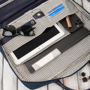 Torba męska na ramię lub do ręki wegańska do pracy na laptopa granatowa