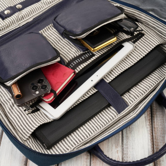 Torba męska na ramię lub do ręki wegańska do pracy na laptopa granatowa