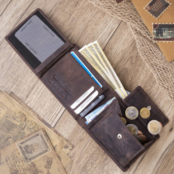 Portfel męski T-02-BR skórzane etui na klucze T-49-BR Zestaw prezentowy dla niego