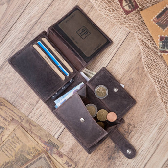 Portfel męski T-03-BR skórzane etui na klucze T-49-BR Zestaw prezentowy dla niego