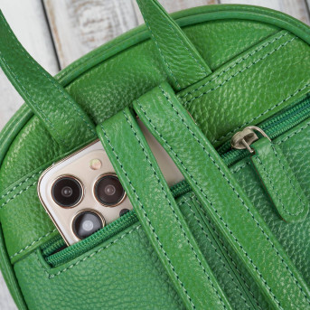 Plecaczek damski skórzany z kokardką zielony plecak miejski