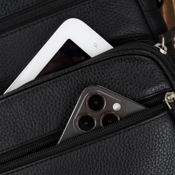 Torba męska na ramię listonoszka skórzana czarna do pracy