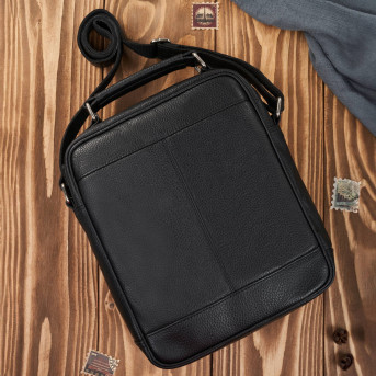 Torba męska na ramię listonoszka skórzana czarna do pracy