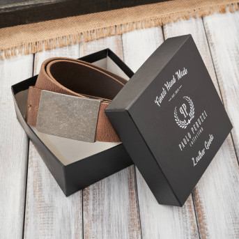 Pasek męski skórzany brązowy vintage z półautomatyczną srebrną klamrą 110 cm Paolo Peruzzi