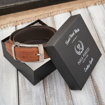 Pasek męski skórzany dł. 110 cm pasek do spodni koniakowy croco SI-43-CG-110