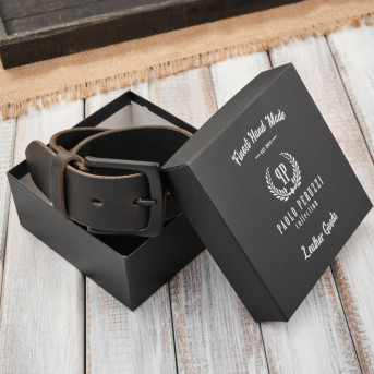 Pasek męski skórzany vintage czarny z klasyczną czarną klamrą