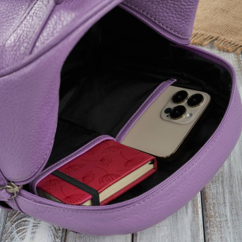 Plecak damski miejski skórzany z kokardką fioletowy Paolo Peruzzi T-71-PU