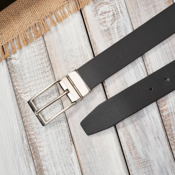 Pasek męski skórzany dwustronny brązowy i czarny z delikatnym tłoczeniem