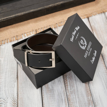 Pasek męski skórzany dwustronny brązowy i czarny z delikatnym tłoczeniem