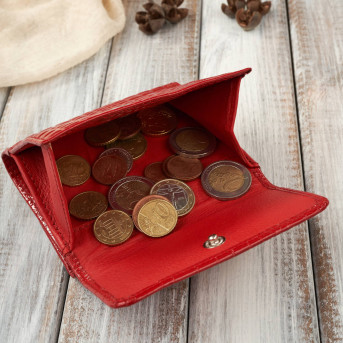 Portfel damski skórzany mały RFID Paolo Peruzzi portfel damski czerwony