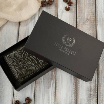 Portfel damski skórzany duży ciemnozielony croco z ochroną RFID