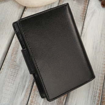 Portfel damski skórzany średni czarny z zabezpieczeniem RFID