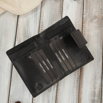 Portfel damski skórzany średni czarny z zabezpieczeniem RFID