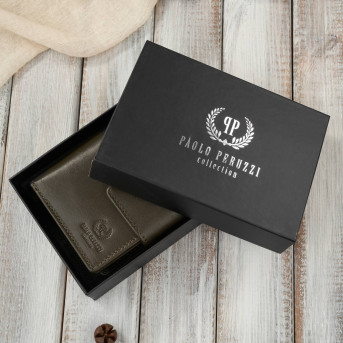 Portfel damski skórzany średni ciemnozielony z zabezpieczeniem RFID