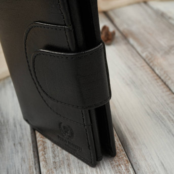 Portfel damski skórzany klasyczny czarny ze skóry naturalnej licowej