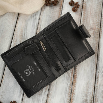 Portfel damski skórzany klasyczny czarny ze skóry naturalnej licowej