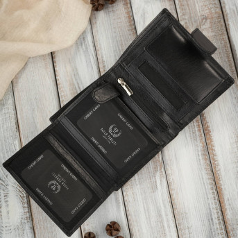 Portfel damski skórzany klasyczny czarny ze skóry naturalnej licowej