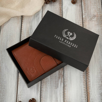 Portfel damski skórzany klasyczny koniakowy ze skóry naturalnej licowej