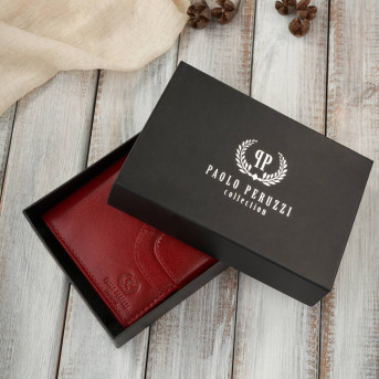 Portfel damski skórzany klasyczny czerwony ze skóry naturalnej licowej