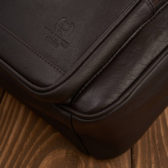 Torba męska skórzana na ramię i do ręki do pracy brązowy