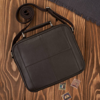 Torba męska skórzana na ramię i do ręki do pracy brązowy