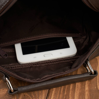 Torba męska skórzana na ramię i do ręki do pracy brązowy